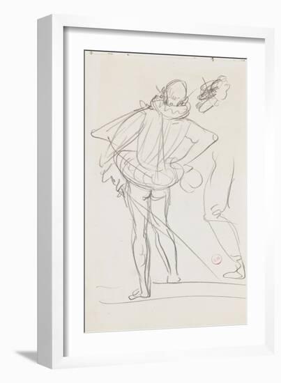 Carnet de dessins : homme de dos portant une épée au côté et vêtu d'un costume renaissance-Gustave Moreau-Framed Giclee Print