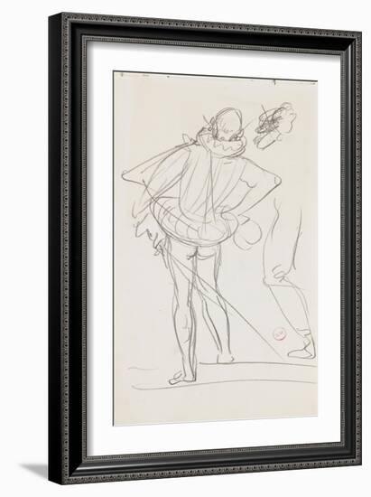 Carnet de dessins : homme de dos portant une épée au côté et vêtu d'un costume renaissance-Gustave Moreau-Framed Giclee Print