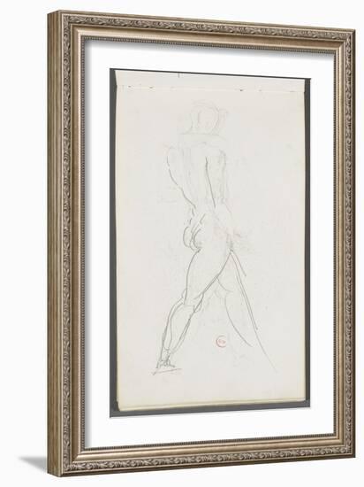 Carnet de dessins : homme nu debout jambes écartées-Gustave Moreau-Framed Giclee Print