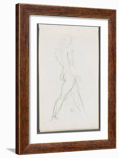 Carnet de dessins : homme nu debout jambes écartées-Gustave Moreau-Framed Giclee Print