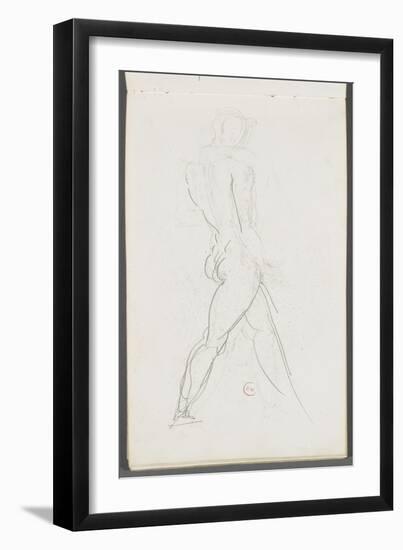 Carnet de dessins : homme nu debout jambes écartées-Gustave Moreau-Framed Giclee Print