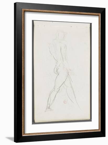 Carnet de dessins : homme nu debout jambes écartées-Gustave Moreau-Framed Giclee Print