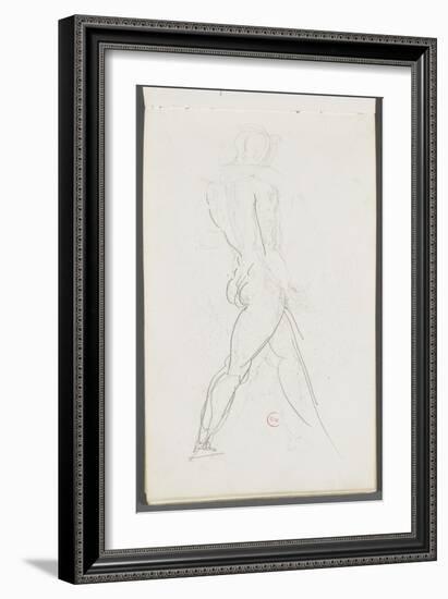 Carnet de dessins : homme nu debout jambes écartées-Gustave Moreau-Framed Giclee Print