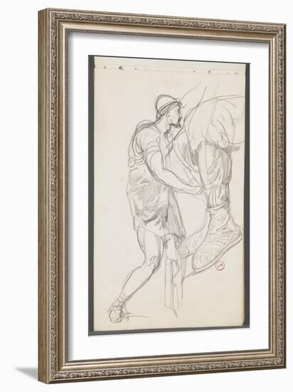 Carnet de dessins : Jambe d'homme portant une chaussure décorées d'ornements-Gustave Moreau-Framed Giclee Print