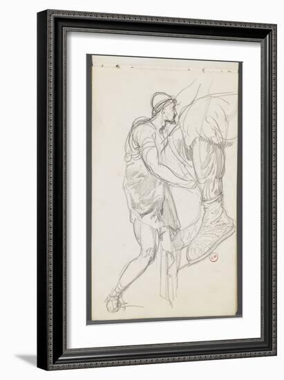 Carnet de dessins : Jambe d'homme portant une chaussure décorées d'ornements-Gustave Moreau-Framed Giclee Print