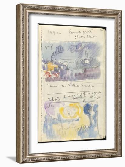 Carnet : Deux paysages dans un cadre et annotations-Paul Signac-Framed Giclee Print