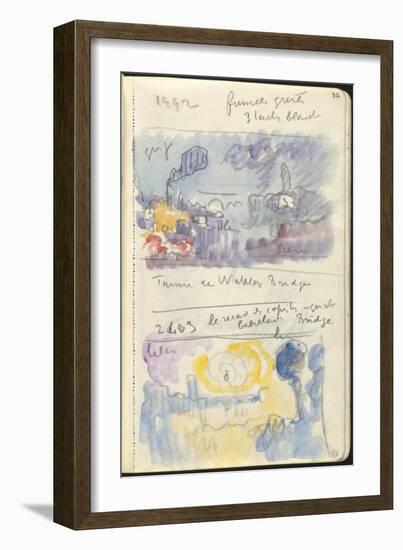 Carnet : Deux paysages dans un cadre et annotations-Paul Signac-Framed Giclee Print