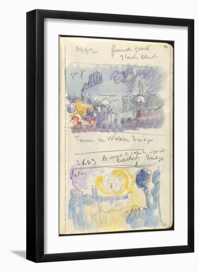 Carnet : Deux paysages dans un cadre et annotations-Paul Signac-Framed Giclee Print