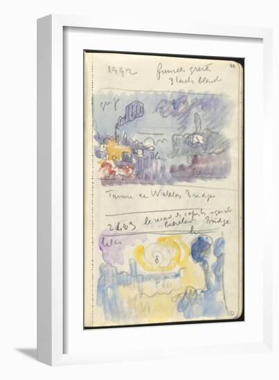 Carnet : Deux paysages dans un cadre et annotations-Paul Signac-Framed Giclee Print