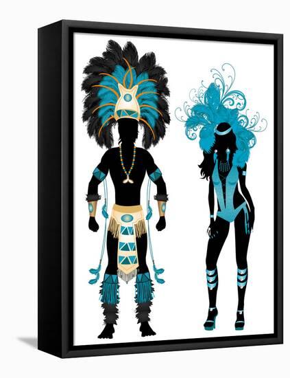 Carnival Blue Couple-BasheeraDesigns-Framed Stretched Canvas