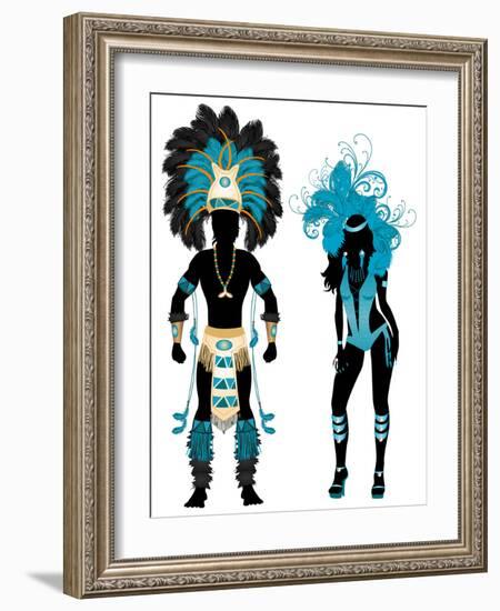 Carnival Blue Couple-BasheeraDesigns-Framed Art Print