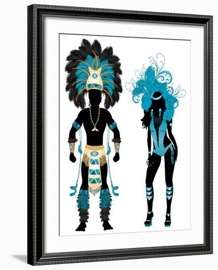 Carnival Blue Couple-BasheeraDesigns-Framed Art Print