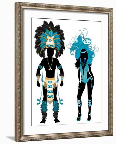 Carnival Blue Couple-BasheeraDesigns-Framed Art Print