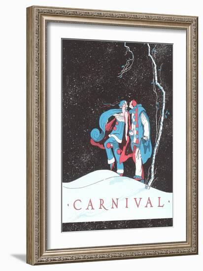 Carnival Clowns in Snow at Night-null-Framed Giclee Print