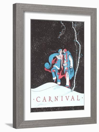 Carnival Clowns in Snow at Night-null-Framed Giclee Print