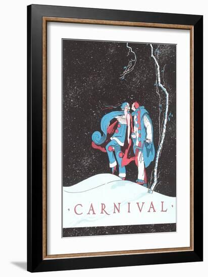 Carnival Clowns in Snow at Night-null-Framed Giclee Print