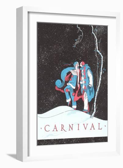 Carnival Clowns in Snow at Night-null-Framed Giclee Print