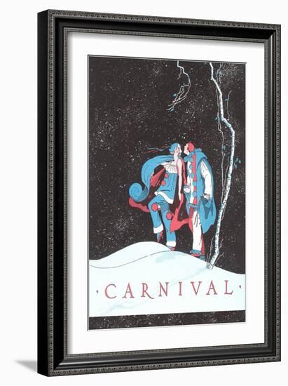 Carnival Clowns in Snow at Night-null-Framed Giclee Print