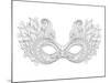 Carnival Floral Mask Feathers Coloring Art-null-Mounted Coloring Poster