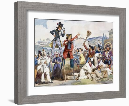 Carnival in Rome, by Bartolomeo Pinelli (1781-1835), Italy, 19th Century-Bartolomeo Pinelli-Framed Giclee Print