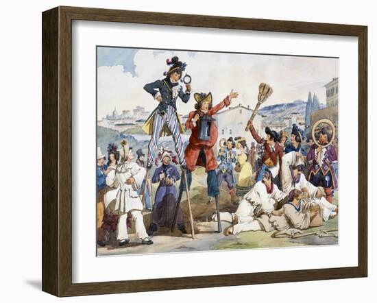 Carnival in Rome, by Bartolomeo Pinelli (1781-1835), Italy, 19th Century-Bartolomeo Pinelli-Framed Giclee Print