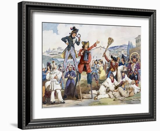 Carnival in Rome, by Bartolomeo Pinelli (1781-1835), Italy, 19th Century-Bartolomeo Pinelli-Framed Giclee Print