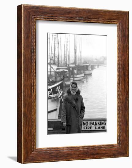 Carol Hall at Seattle's Fisherman's Wharf on a Misty Morning, Puget Sound, Seattle, Washington-Allan Grant-Framed Photographic Print