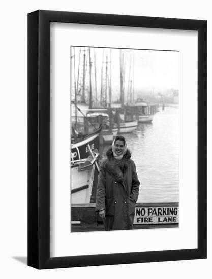 Carol Hall at Seattle's Fisherman's Wharf on a Misty Morning, Puget Sound, Seattle, Washington-Allan Grant-Framed Photographic Print