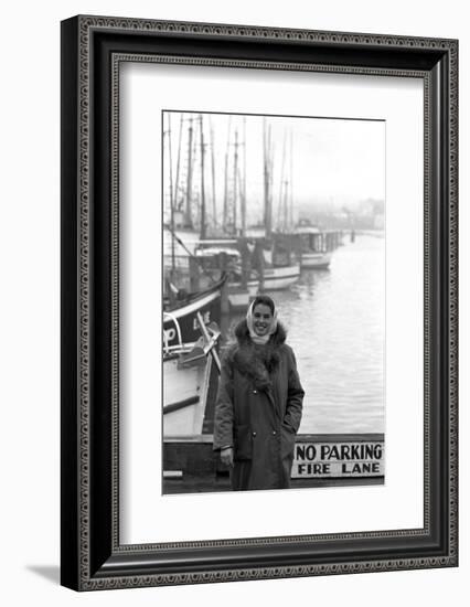 Carol Hall at Seattle's Fisherman's Wharf on a Misty Morning, Puget Sound, Seattle, Washington-Allan Grant-Framed Photographic Print