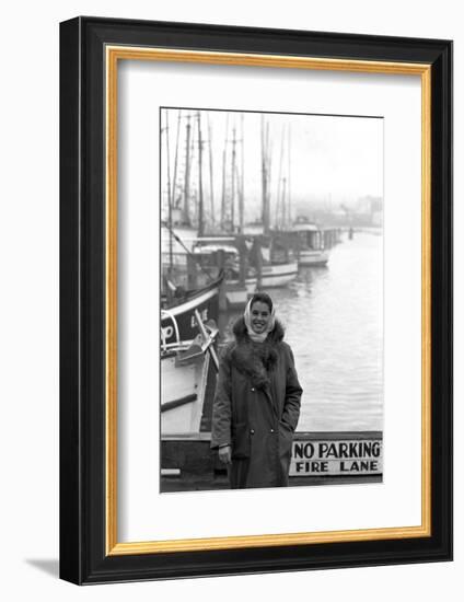 Carol Hall at Seattle's Fisherman's Wharf on a Misty Morning, Puget Sound, Seattle, Washington-Allan Grant-Framed Photographic Print