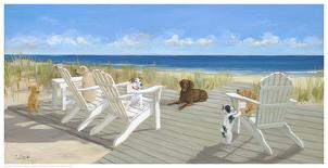 Dogs on a Deck-Carol Saxe-Framed Art Print