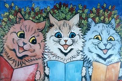 Louis Wain Framed - 3 Cats Singing - Louis Wain Cat Framed Print