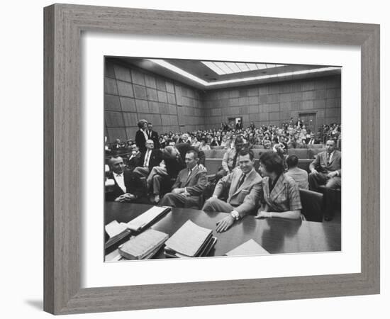 Carole Tregoff and Dr. Bernard Finch During Recess of Murder Trial-Ralph Crane-Framed Photographic Print