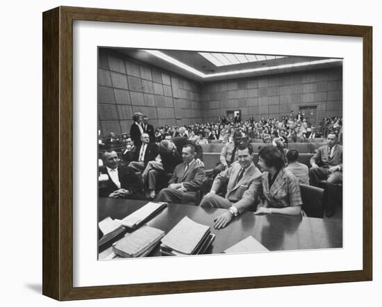 Carole Tregoff and Dr. Bernard Finch During Recess of Murder Trial-Ralph Crane-Framed Photographic Print