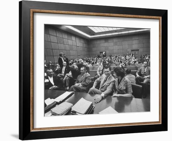 Carole Tregoff and Dr. Bernard Finch During Recess of Murder Trial-Ralph Crane-Framed Photographic Print