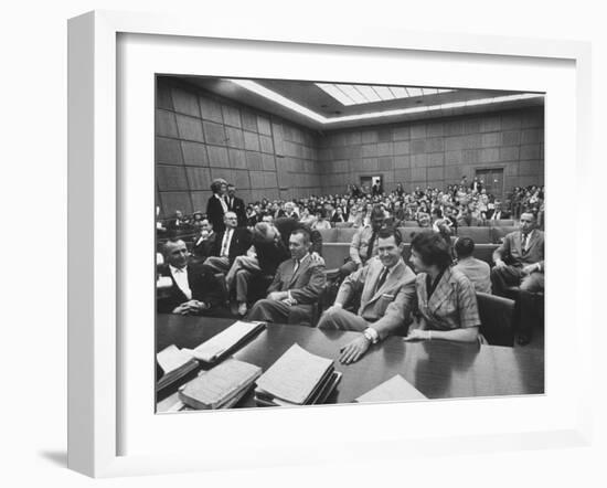 Carole Tregoff and Dr. Bernard Finch During Recess of Murder Trial-Ralph Crane-Framed Photographic Print