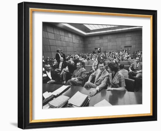 Carole Tregoff and Dr. Bernard Finch During Recess of Murder Trial-Ralph Crane-Framed Photographic Print