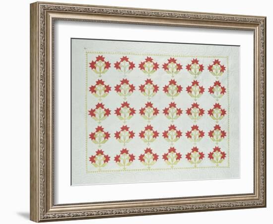 Carolina Lily Coverlet, Maryland, Appliqued and Trapunto Quilted, Circa 1850-null-Framed Giclee Print