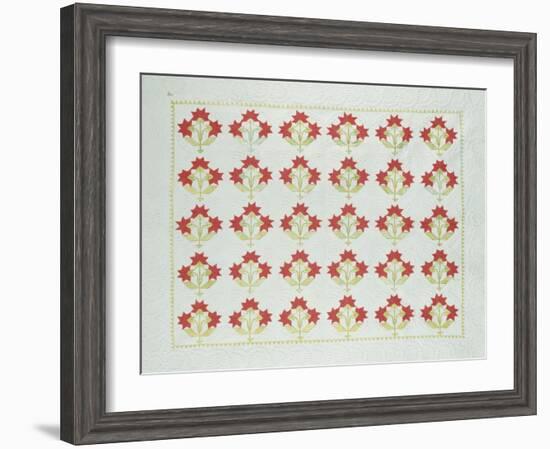 Carolina Lily Coverlet, Maryland, Appliqued and Trapunto Quilted, Circa 1850-null-Framed Giclee Print