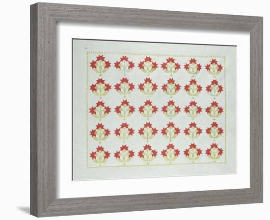 Carolina Lily Coverlet, Maryland, Appliqued and Trapunto Quilted, Circa 1850-null-Framed Giclee Print