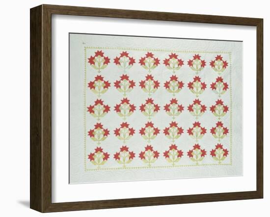 Carolina Lily Coverlet, Maryland, Appliqued and Trapunto Quilted, Circa 1850-null-Framed Giclee Print