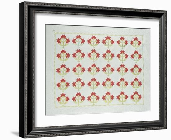 Carolina Lily Coverlet, Maryland, Appliqued and Trapunto Quilted, Circa 1850-null-Framed Giclee Print