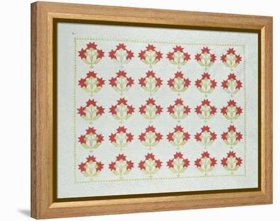 Carolina Lily Coverlet, Maryland, Appliqued and Trapunto Quilted, Circa 1850-null-Framed Premier Image Canvas