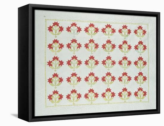 Carolina Lily Coverlet, Maryland, Appliqued and Trapunto Quilted, Circa 1850-null-Framed Premier Image Canvas