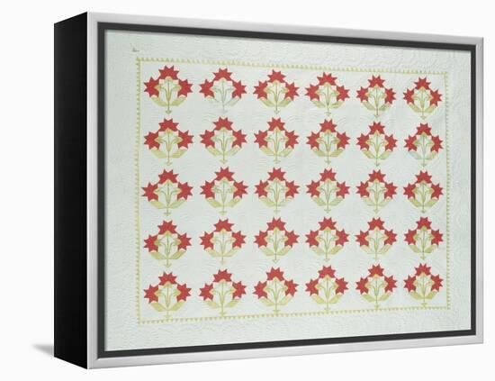 Carolina Lily Coverlet, Maryland, Appliqued and Trapunto Quilted, Circa 1850-null-Framed Premier Image Canvas