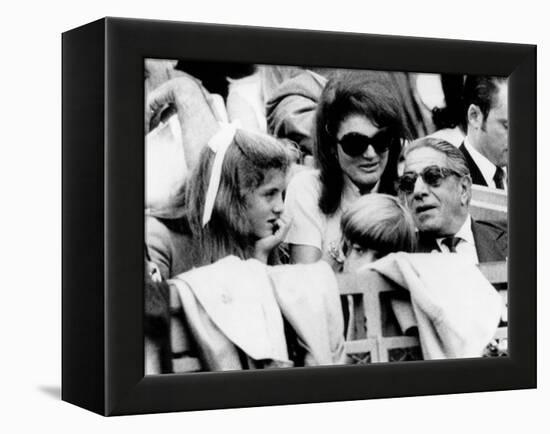 Caroline Kennedy, John F. Kennedy Jr., Jacqueline and Aristotle Onassis Watch World Series, 1969-null-Framed Stretched Canvas