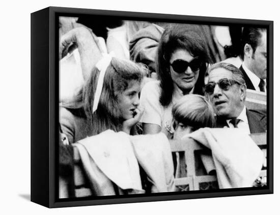 Caroline Kennedy, John F. Kennedy Jr., Jacqueline and Aristotle Onassis Watch World Series, 1969-null-Framed Stretched Canvas
