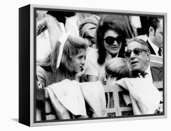 Caroline Kennedy, John F. Kennedy Jr., Jacqueline and Aristotle Onassis Watch World Series, 1969-null-Framed Stretched Canvas