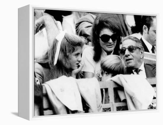 Caroline Kennedy, John F. Kennedy Jr., Jacqueline and Aristotle Onassis Watch World Series, 1969-null-Framed Stretched Canvas