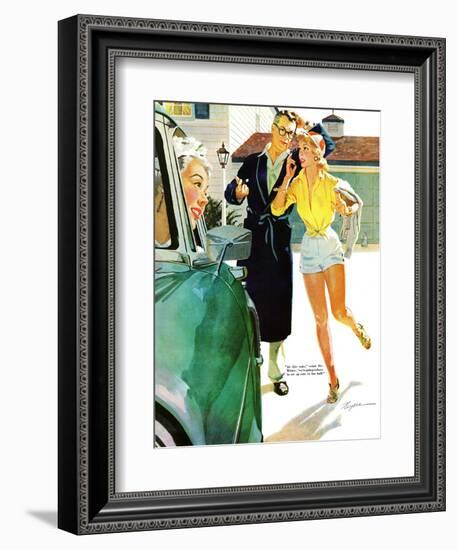 Caroline's Men - Saturday Evening Post "Leading Ladies", April 22, 1955 pg.26-Robert Meyers-Framed Giclee Print